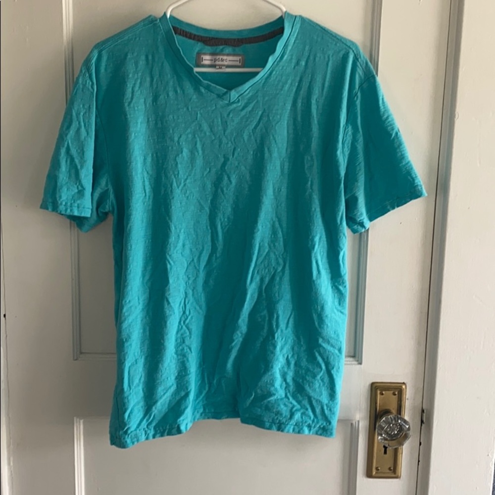 Paper Denim & Cloth men’s blue medium cotton v neck t shirt casual robin egg